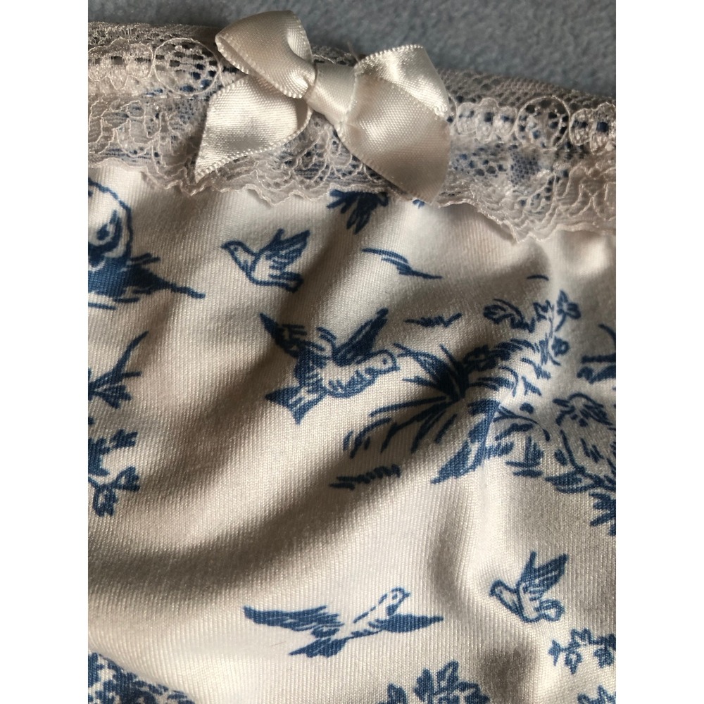 Blue Toile Victorian Lace Trim Cottagecore Tube Top Romantic  Coquette Bow Small - Picture 3 of 7